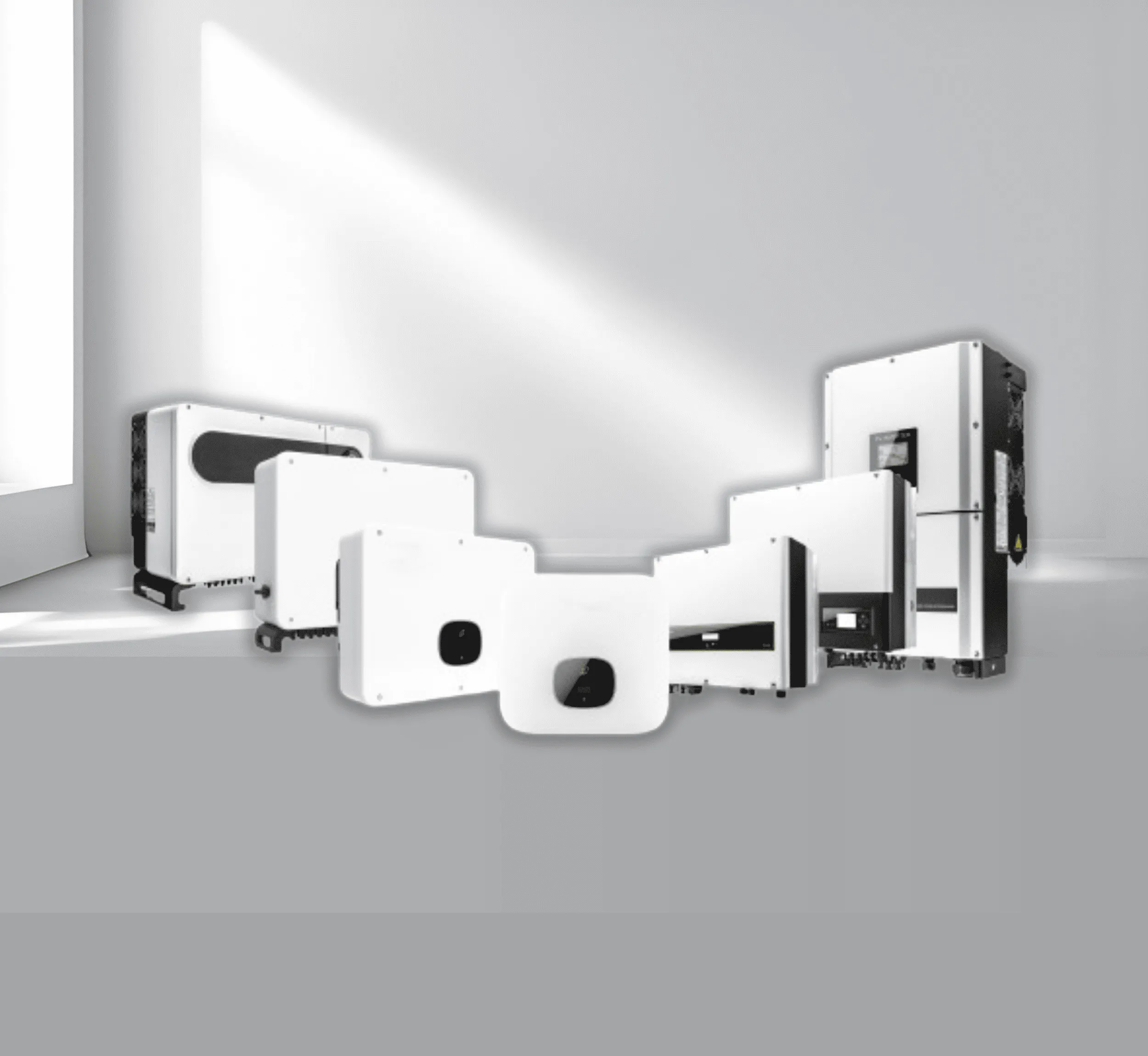 Display of various solar power inverter models for home, helping evaluate options when deciding if you need one for your solar setup.
