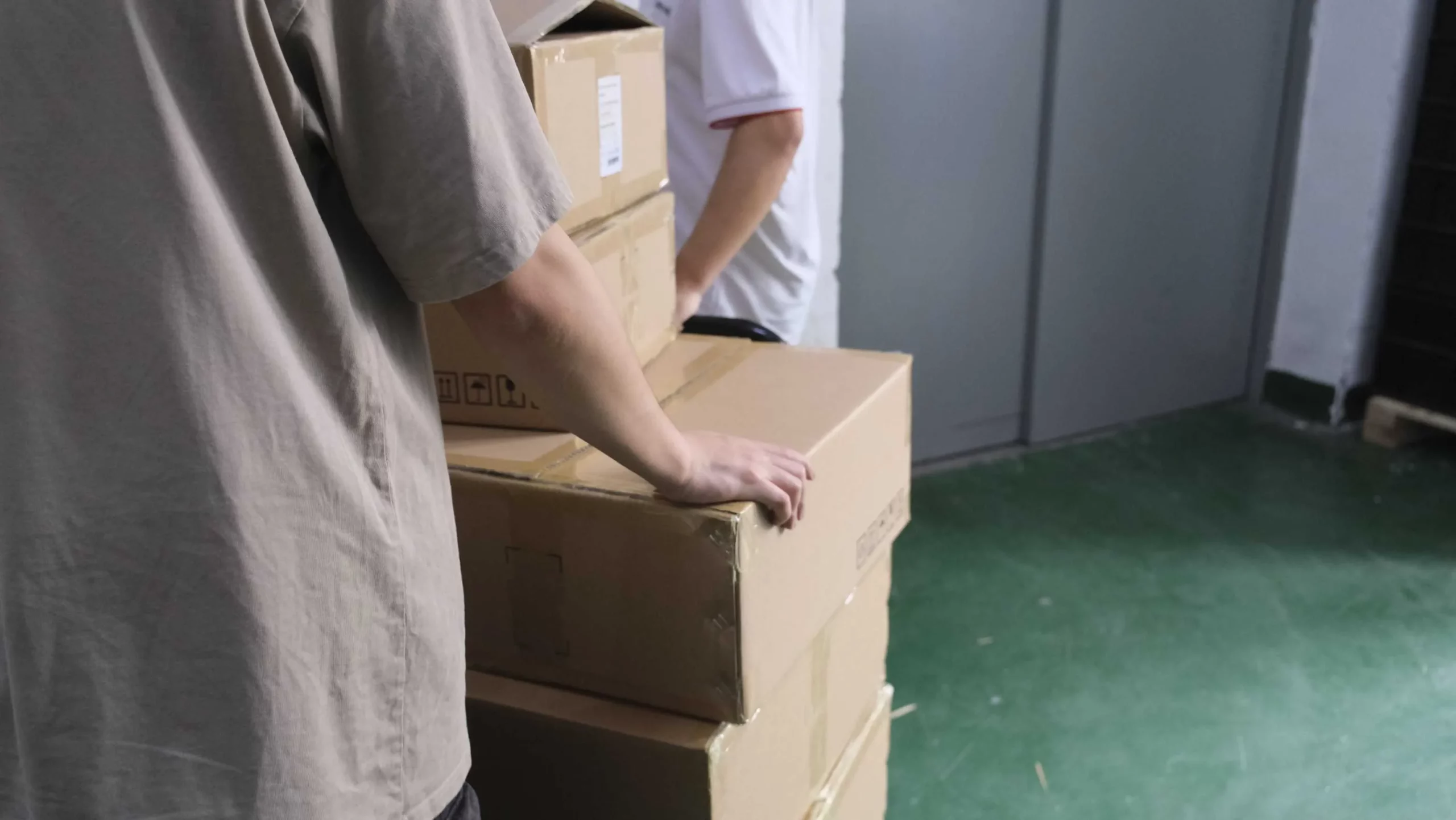 Factory production line or shipment pallets ready for dispatch