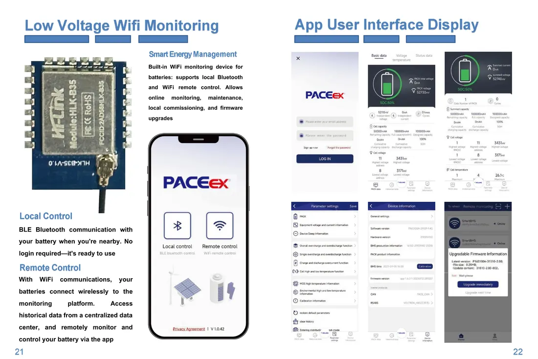 LeforESS battery communication and WiFi monitoring interface options