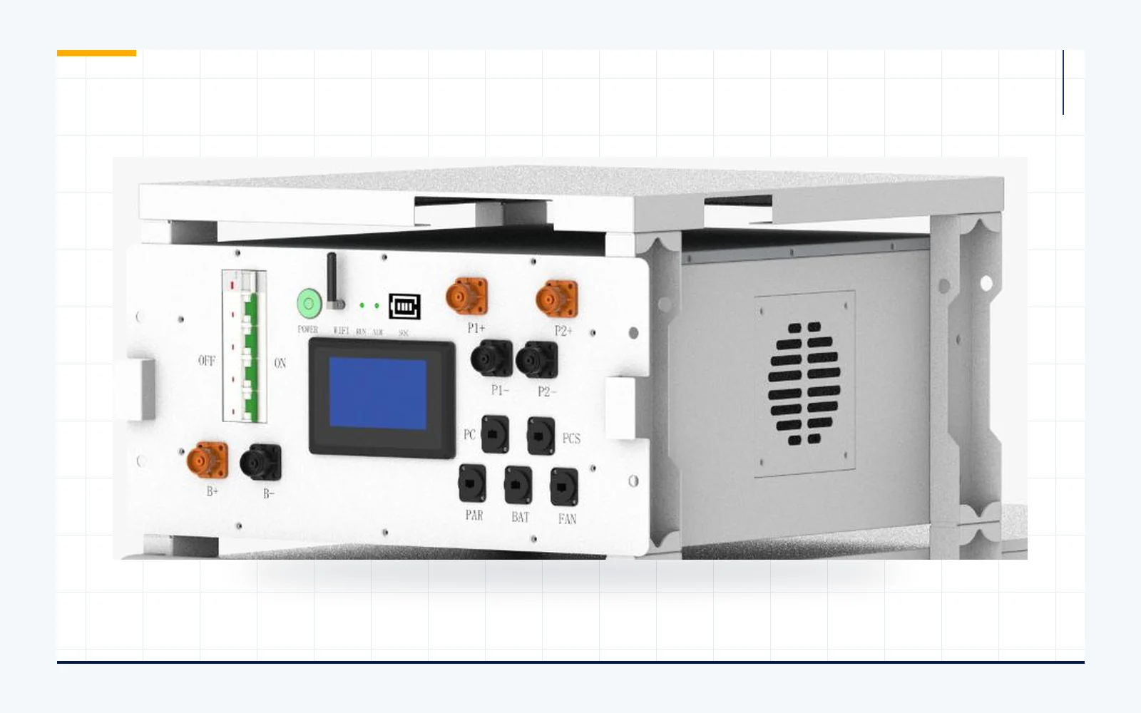 High-voltage battery cabinet control and electrical interface detail