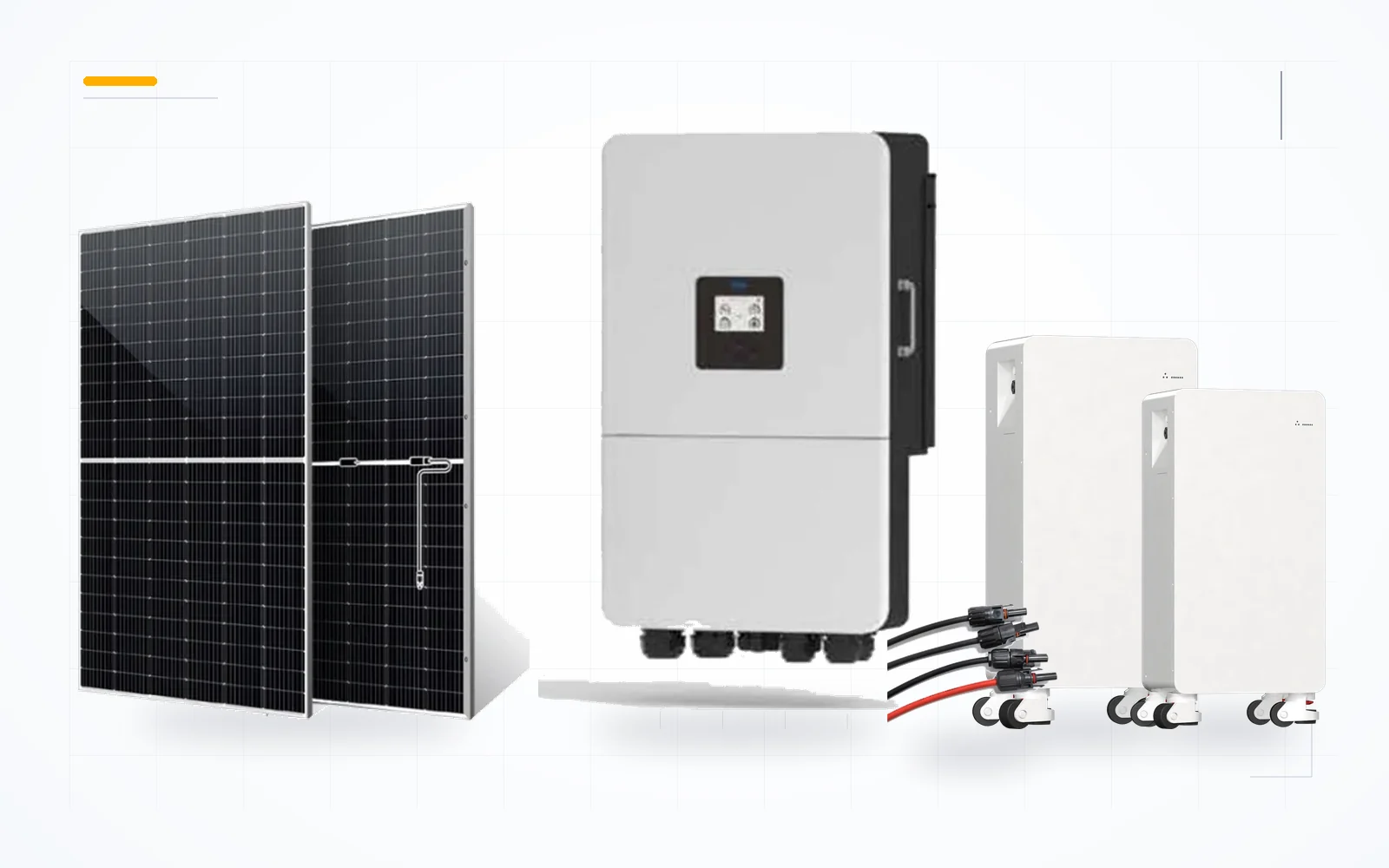20kW off-grid solar system with panels, Deye hybrid inverter, LiFePO4 batteries and cables