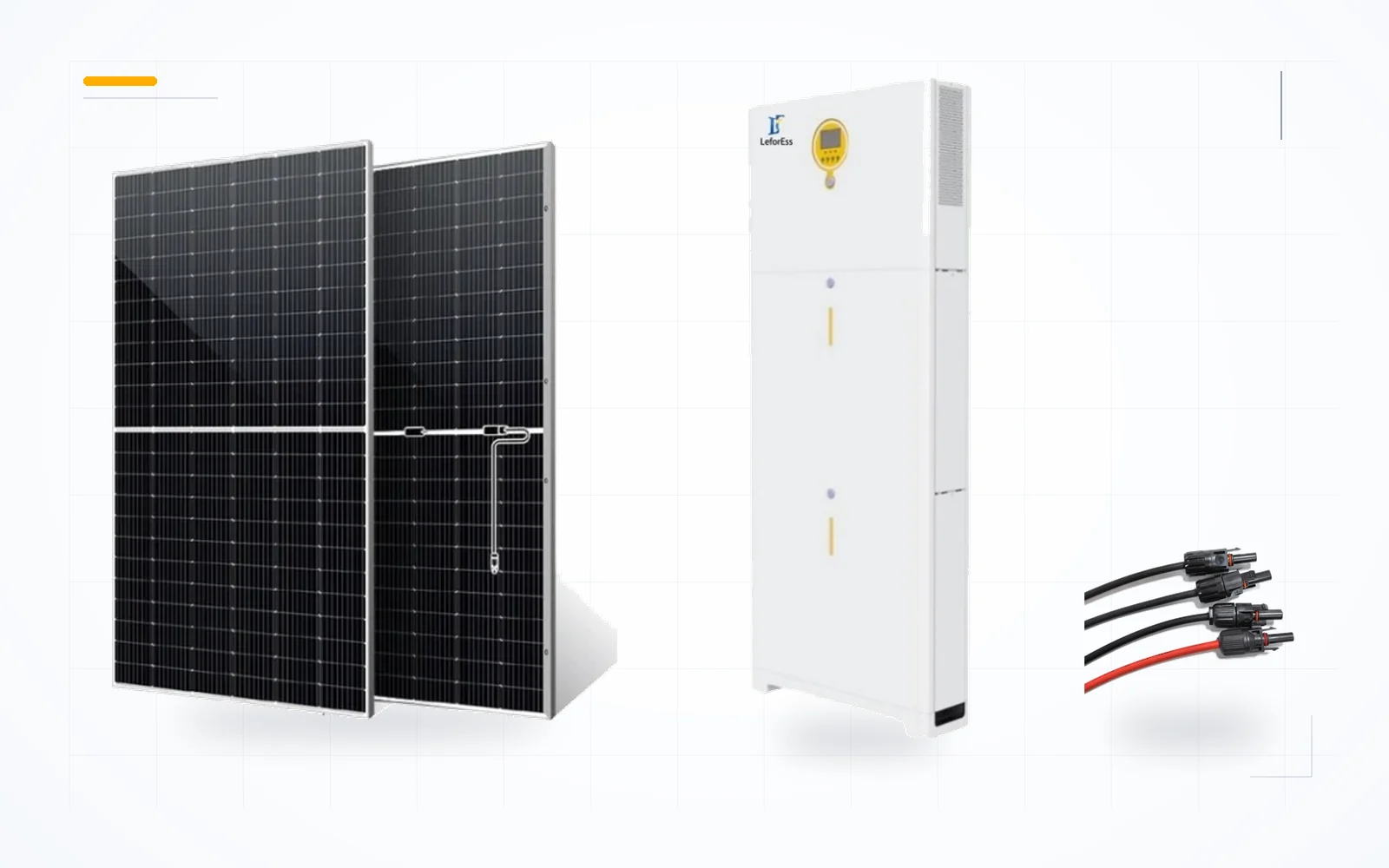 5kW off-grid solar system with PV modules, integrated storage and cables