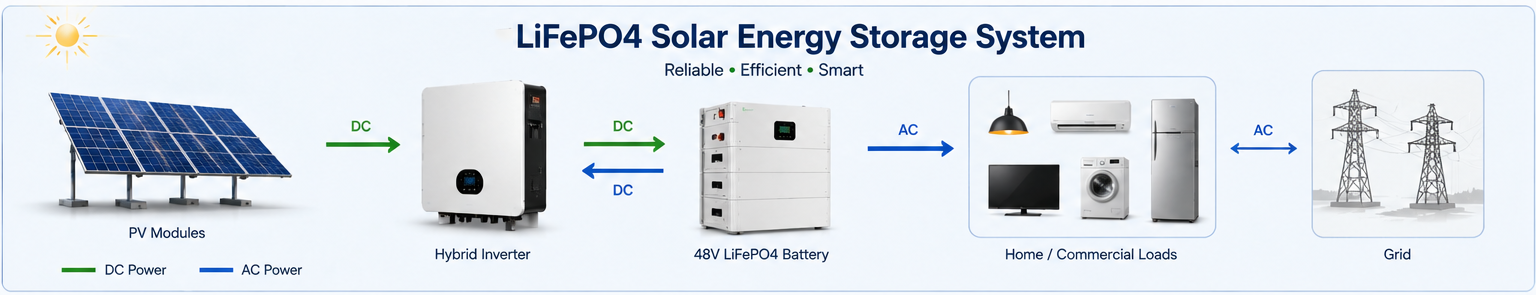 48V LiFePO4 battery solar energy storage system diagram